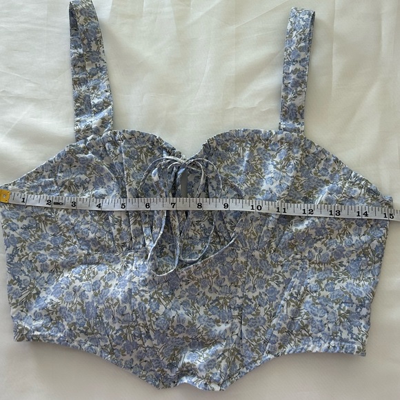 Garage Blue Floral April Poplin Bustier Corset Tank - Picture 3 of 9